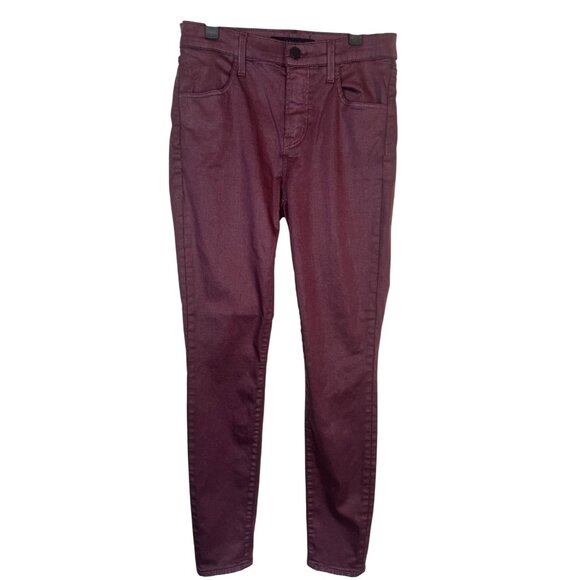 J Brand Size 26 Womens Maroon Skinny Jeans Cotton Blend - Picture 1 of 14